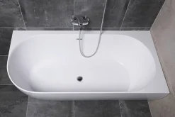 Swiss Aqua Technologies Nelly 175x82 cm Baignoire droite Autoportante orientation droite en marbre coulé, Blanc (NEL1700P)* Baignoire Droite