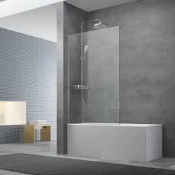 Swiss Aqua Technologies Pare-baignoire fixe en verre, 150x80cm, Chrome (SIKOVZPEV150)