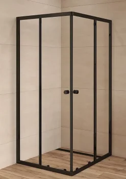 Swiss Aqua Technologies SAT PROJECT Douche 80x80cm coulissante avec profilé noir mat (SATPROMUQ80CT)* Porte De Douche