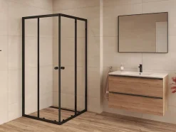 Swiss Aqua Technologies SAT PROJECT Douche 80x80cm coulissante avec profilé noir mat (SATPROMUQ80CT)* Porte De Douche