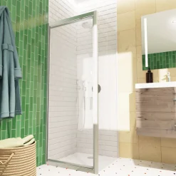 Swiss Aqua Technologies TEX-C ensemble porte compact/paroi 100x80cm anticalcaire avec profilés chrome brillant (SATTEXC100S80)* Paroi De Douche