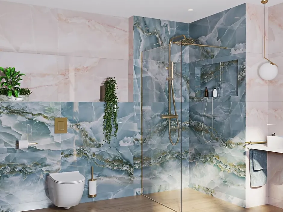 Swiss Aqua Technologies Walk-in 120x200cm Paroi en verre Crystal Glass 8 mm anticalcaire, avec bras et profilés or* Paroi De Douche