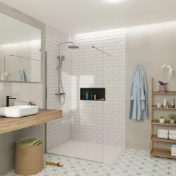 Swiss Aqua Technologies Walk-in 110x200cm paroi Crystal Glass 8 mm anticalcaire+bras et profilés chrome brillant SATBWI110PR