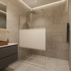 Swiss Aqua Technologies Walk-in 120x200cm, Verre semi poli Crystal Glass 8 mm anticalcaire, avec bras et profilés chrome brillant* Paroi De Douche