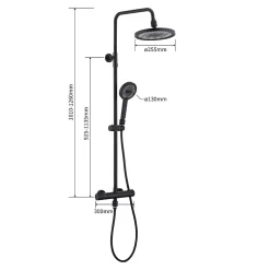 Homelody Système de Douche avec Filtre et Thermostat Noir avec Douchette à Main à 3 Types de Jets et Douche de Tête de 25 cm* Colonne De Douche Thermostatique