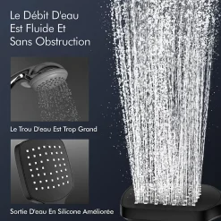 Homelody Système de Douche avec Thermostat et Tablette de Douche Noir - Ensemble Complet de Robinetterie de Douche* Colonne De Douche Thermostatique