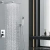 Homelody Système de Douche Encastré avec Mitigeur Mécanique Effet Pluie Ciel de Pluie Carré 300 mm Inox Chromé pour Salle de Bain