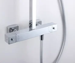 Bernstein Système de douche thermostatique 3011 Basic avec douchette à main - Tête de douche 20x20cm