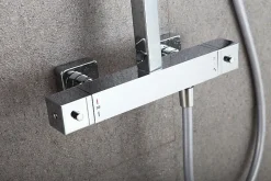 Bernstein Système de douche thermostatique 3011 Basic avec douchette à main - Tête de douche 20x20cm