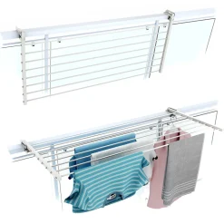 Foxydry Système rabattable blanc pour rambarde 118x63x8 cm Duo
