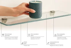Tulup Tablette en Verre 50x13 cm Minimaliste Design Pour Miroir