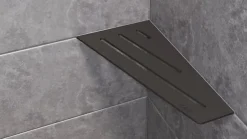 Schluter Tablette murale de douche SHELF- E- S3 - CURVE - aluminium structuré Noir mat - 62 x 295 x 154 mm