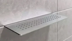 Schluter Tablette murale de douche Shelf-W-S1 - Coloris: inox brossé - En acier inoxydable - Dimensions: 300 x 115 mm - Modèle : floral* Etagère Salle De Bains