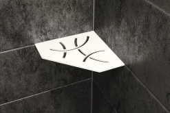 Schluter Tablette murale de douche Shelf- ES 2 CURVE - Coloris: inox brossé -- En acier inoxydable - 195 x 195 mm