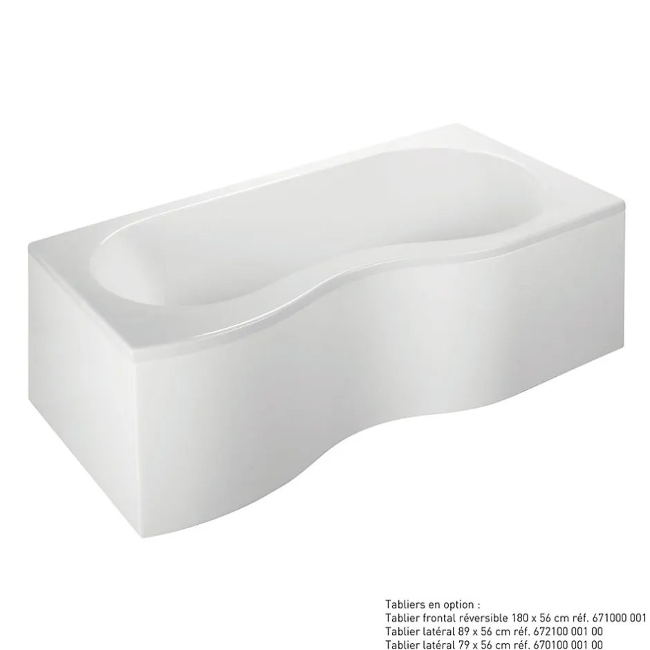 Valentin Tablier de baignoire frontal blanc 180 x 90 cm pour baignoire Folk,