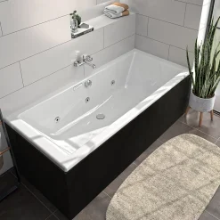 Allibert Tablier de baignoire frontal noir Fix'alu 180 cm