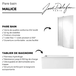 Jacob Delafon Tablier frontal baignoire rectangulaire + pare bain, blanc brillant Installation en niche* Tablier Et Habillage De Baignoire