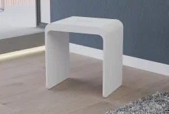 Bernstein Tabouret de Douche antidérapant, Chaise Salle de Bain Fonte minérale - Blanc Mat - 43x30x43cm - Max 120kg, Waterproof - PB4006