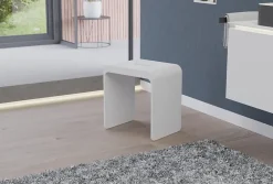 Bernstein Tabouret de Douche antidérapant, Chaise Salle de Bain Fonte minérale - Blanc Mat - 43x30x43cm - Max 120kg, Waterproof - PB4006
