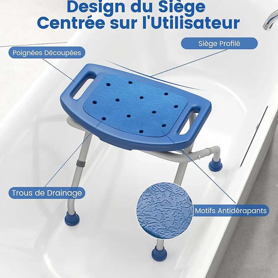 Giantex Tabouret de Douche, Banc de Douche avec Poignées, Charge 150 kg, pour Personnes Âgées, Handicapées, Enceintes, Bleu* Siège De Douche