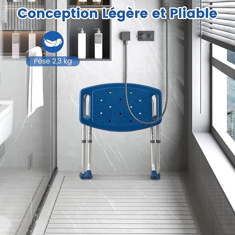 Giantex Tabouret de Douche, Banc de Douche avec Poignées, Charge 150 kg, pour Personnes Âgées, Handicapées, Enceintes, Bleu* Siège De Douche