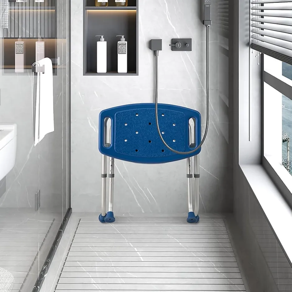 Giantex Tabouret de Douche, Banc de Douche avec Poignées, Charge 150 kg, pour Personnes Âgées, Handicapées, Enceintes, Bleu* Siège De Douche