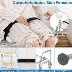 Giantex Tabouret de Douche Coulissant, Banc de Douche Autonomie Hauteur Réglable, Personnes Handicapées Âgées,Charge 160KG* Siège De Douche