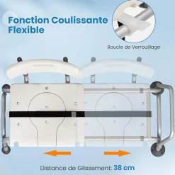 Giantex Tabouret de Douche Coulissant, Banc de Douche Autonomie Hauteur Réglable, Personnes Handicapées Âgées,Charge 160KG* Siège De Douche