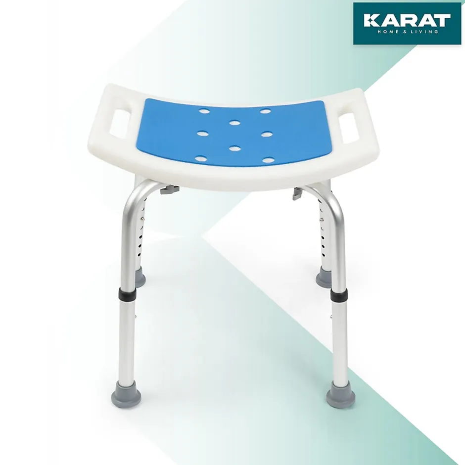 Floordirekt Tabouret de douche et de bain Noah Réglable en hauteur Facile à nettoyer Pieds en caoutchouc antidérapant jusqu'à 136 kg* Siège De Douche