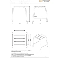 Sanindusa Tabouret de douche PMR normes handicapé WcCare charge 150kg blanc* Siège De Douche