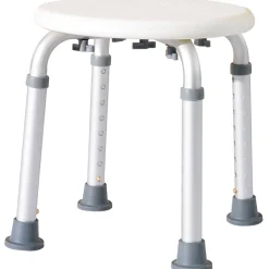 Homcom Tabouret de douche réglable en hauteur siège de douche ergonomique pieds antidérapants charge max. 136 Kg alu HDPE blanc