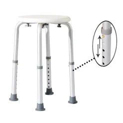 Homcom Tabouret de douche réglable en hauteur siège de douche ergonomique pieds antidérapants charge max. 136 Kg alu HDPE blanc
