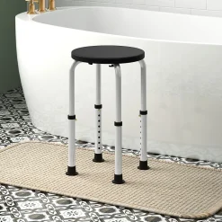 Homcom Tabouret de douche réglable en hauteur siège de douche ergonomique pieds antidérapants charge max. 136 Kg alu HDPE noir* Siège De Douche