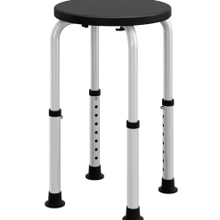 Homcom Tabouret de douche réglable en hauteur siège de douche ergonomique pieds antidérapants charge max. 136 Kg alu HDPE noir* Siège De Douche