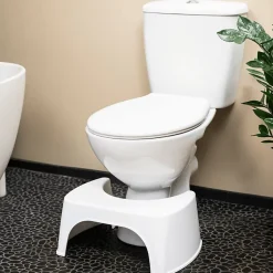 Wellcare Tabouret physiologique de toilette en plastique blanc* Barre D'Appui