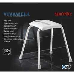 Spirella Tabouret Salle de bain Inoxydable Blanc* Siège De Douche