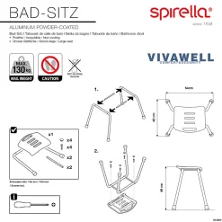 Spirella Tabouret Salle de bain Inoxydable Blanc* Siège De Douche