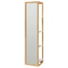 [En.Casa] Étagère avec miroir intégré As bambou 170 x 40 x 35 cm naturel blanc