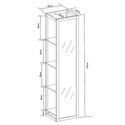 [En.Casa] Étagère avec miroir intégré As bambou 170 x 40 x 35 cm naturel blanc