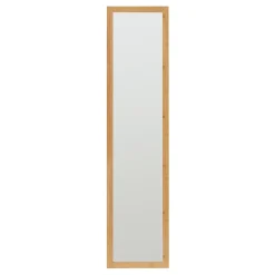 [En.Casa] Étagère avec miroir intégré As bambou 170 x 40 x 35 cm naturel blanc
