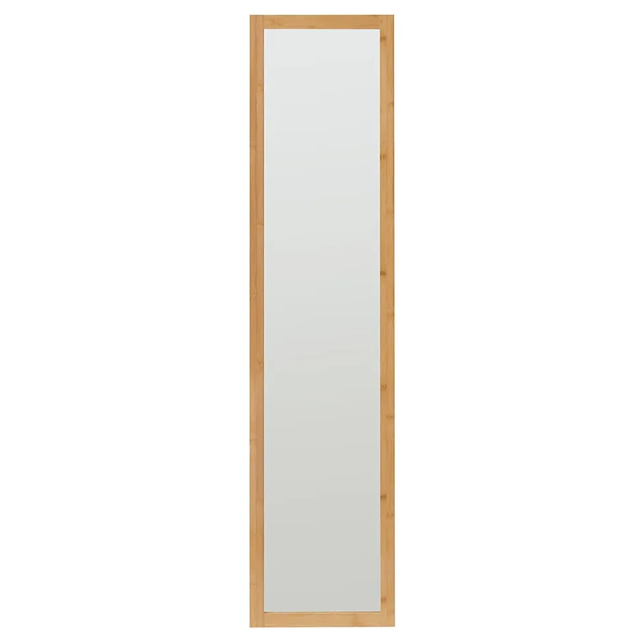 [En.Casa] Étagère avec miroir intégré As bambou 170 x 40 x 35 cm naturel blanc