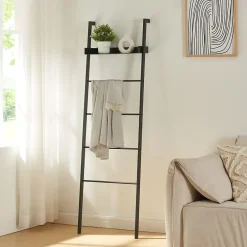 [En.Casa] Étagère échelle Oeksnes acier 160 x 50 x 28 cm noir en.casa* Etagère Salle De Bains