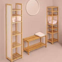 5Five Étagère colonne 4 niveaux Bambou Mix N' Modul -* Etagère Salle De Bains