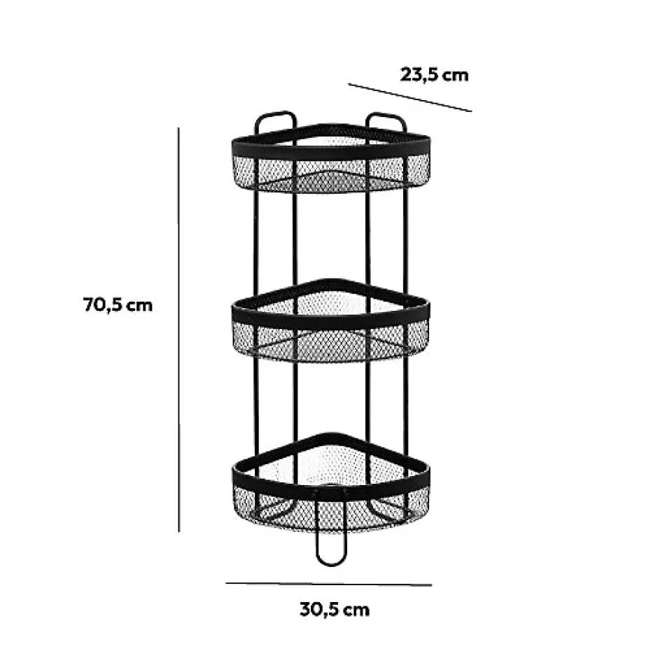 5Five Étagère d'angle 3 niveaux Métal noir Mayaj -* Etagère Salle De Bains