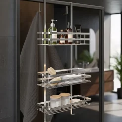 Tectake Étagère de douche en Acier inoxydable avec 3 étagères argent