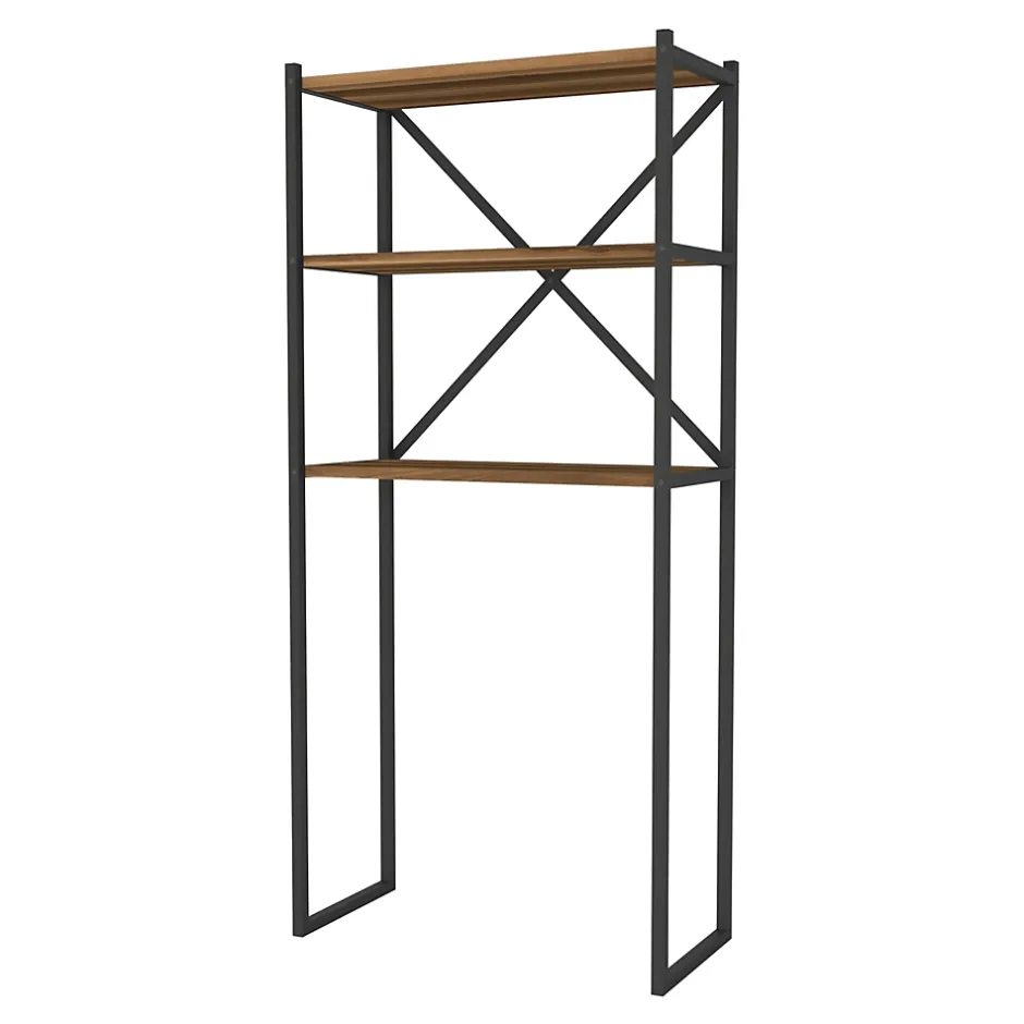[En.Casa] Étagère de salle de bain Askersund 160 x 66 x 34 cm effet noyer en.casa