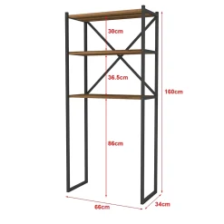 [En.Casa] Étagère de salle de bain Askersund 160 x 66 x 34 cm effet noyer en.casa