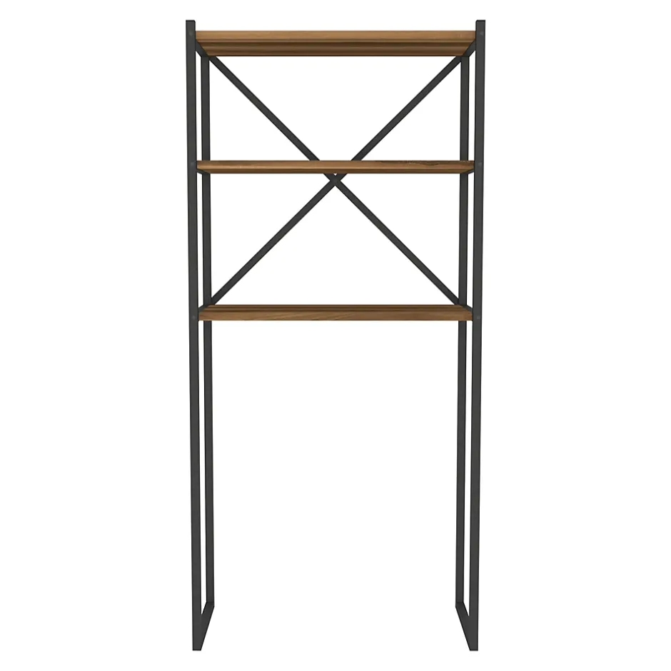 [En.Casa] Étagère de salle de bain Askersund 160 x 66 x 34 cm effet noyer en.casa