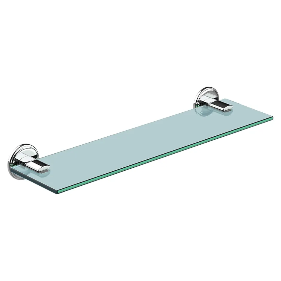 GoodHome Étagère de salle de bain en verre et acier inoxydable chromé H.40 cm Endell