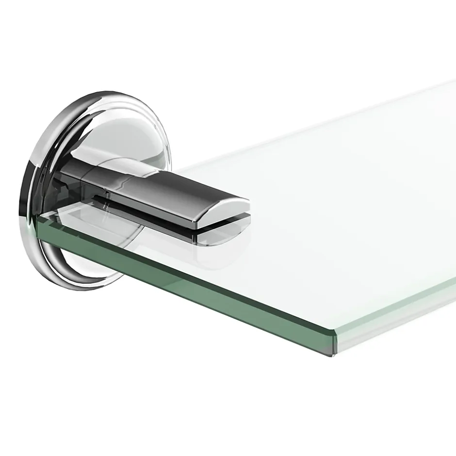 GoodHome Étagère de salle de bain en verre et acier inoxydable chromé H.40 cm Endell